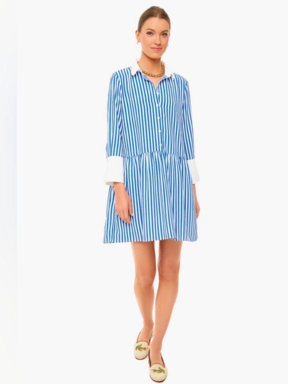 Tuckernuck Striped Hayes Dress with Contrast Collar Size L